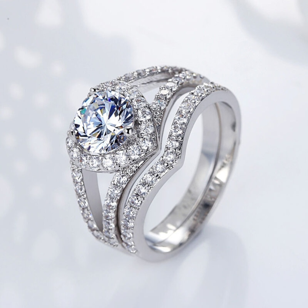 2.55ct White Sapphire 925 Silver Double Banded